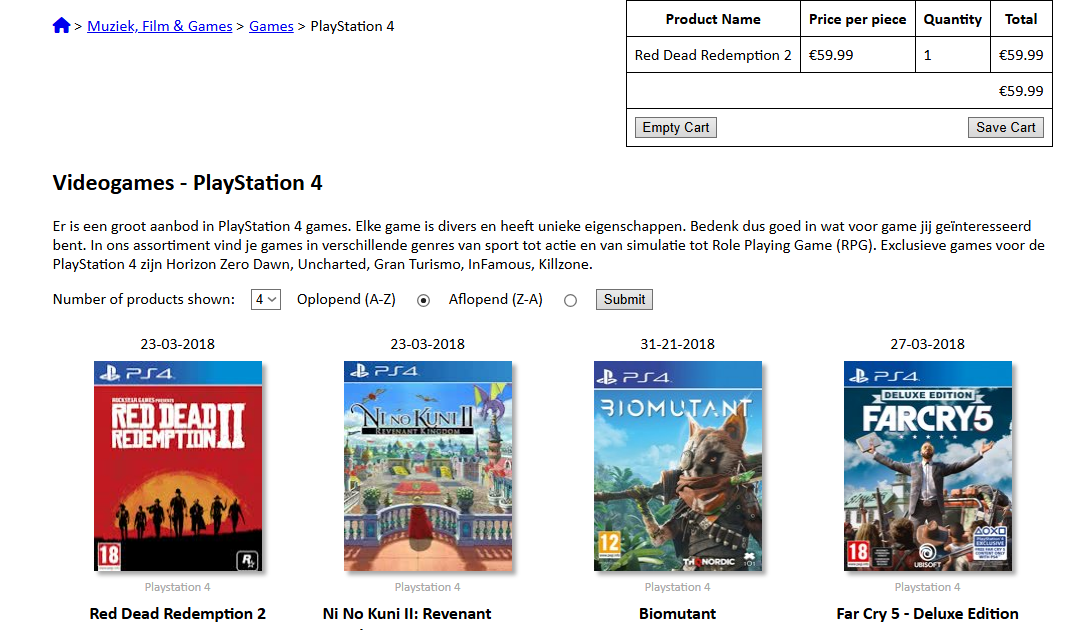 game shop webpage image