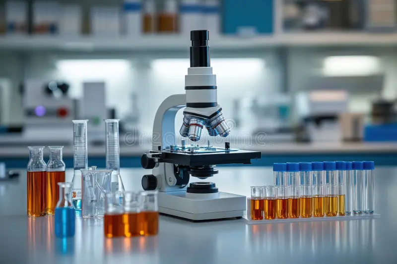 Microscope with vials